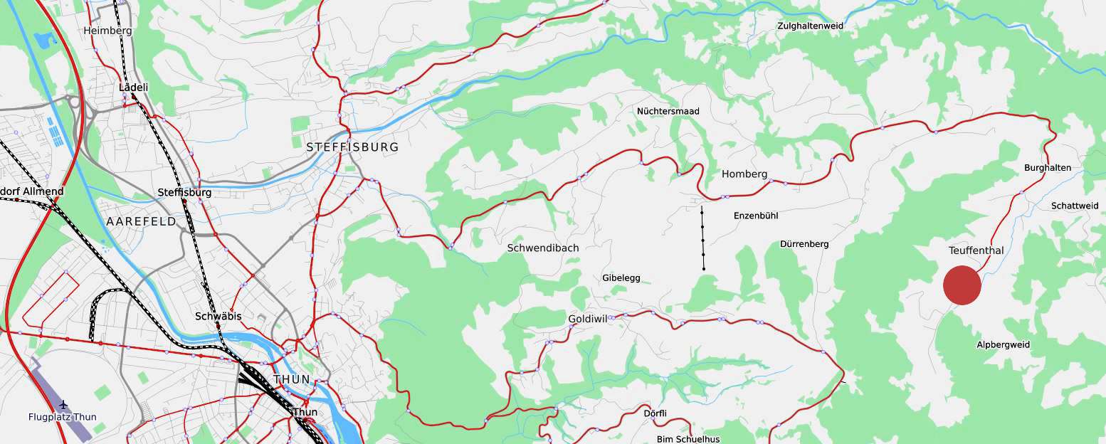 Karte Anfahrt Arbeits- und Lebensgemeinschaft ALG Bühlmatt, Teuffenthal